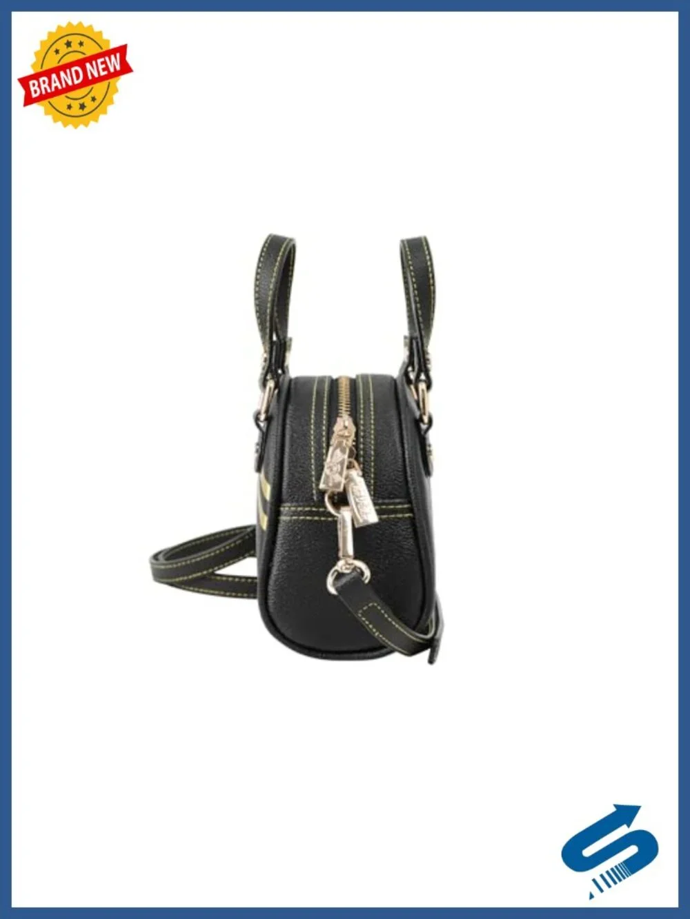 Mini Bowling Bag with Detachable Shoulder Strap in Faux Leather
